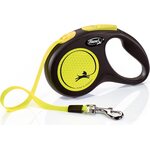 Flexi New Neon S 5 m nauhalla Keltainen