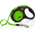Flexi New Neon S 5 m nauhalla Vihreä