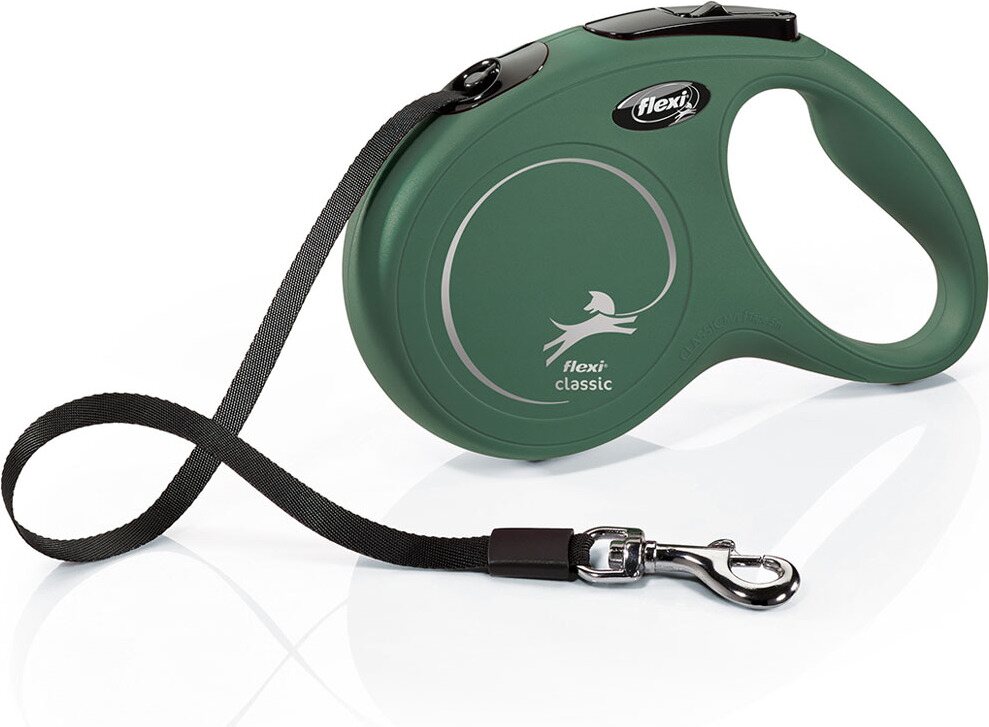 Flexi New Classic M 5 m nauhalla Vihreä