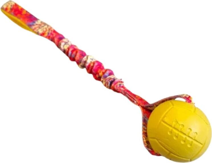 Agilitoy Soffy pehmeä kumipallo joustokahvalla 40cm Keltainen