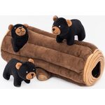 ZippyPaws Zippy Burrow Black Bear Log nyhtölelu