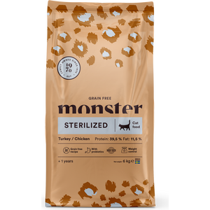 Monster Cat Grain Free Sterilized Turkey & Chicken kissan kuivaruoka 6 kg