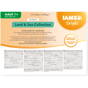 IAMS Delights Land & Sea Collection kastikkeessa kissan märkäruoka 12 x 85 g