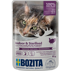 Bozita Indoor & Sterilised kalkkuna kastikkeessa kissan märkäruoka 85 g