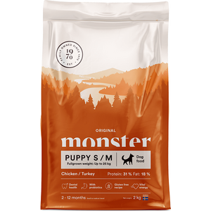 Monster Original Puppy Small & Medium kana-kalkkuna koiran kuivaruoka 2 kg