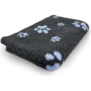 Vet Bed Karva-alusta tummanharmaa vaaleansinisillä tassuilla 100 x 75 cm