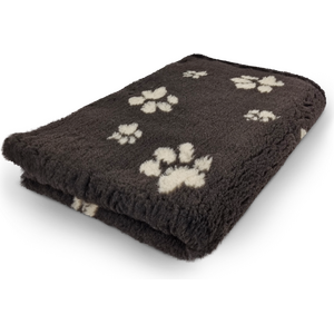 Vet Bed Karva-alusta tummanruskea beigeillä tassuilla 100 x 75 cm