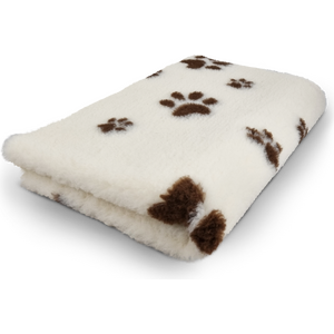 Vet Bed Karva-alusta beige tummanruskeilla tassuilla 100 x 75 cm