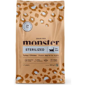 Monster Cat Grain Free Sterilized Turkey & Chicken kissan kuivaruoka 400 g