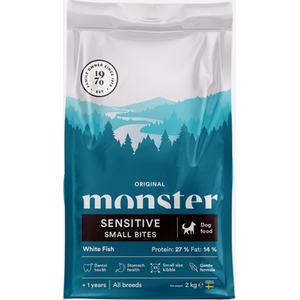 Monster Original Sensitive White Fish Small Bites koiran kuivaruoka 2 kg