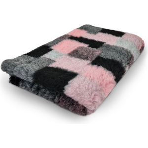 Vet Bed Karva-alusta tilkkutäkki pinkki-harmaa 100 x 75 cm