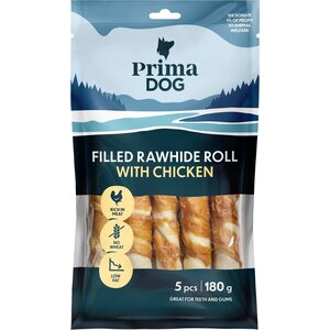 PrimaDog Täytetty pururulla kanakääreellä 13 cm 5 kpl