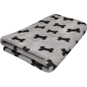 Vet Bed Karva-alusta vaaleanharmaa mustalla luukuviolla 100 x 75 cm