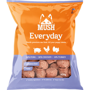 MUSH Everyday Puppy Vaaleanliila Sika-kana-kalkkuna 4,8 kg (6 x 800 g) Ennakkotilaus