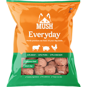 MUSH Everyday Vihreä Nauta-sika-kana 4,8 kg (6 x 800 g) Ennakkotilaus