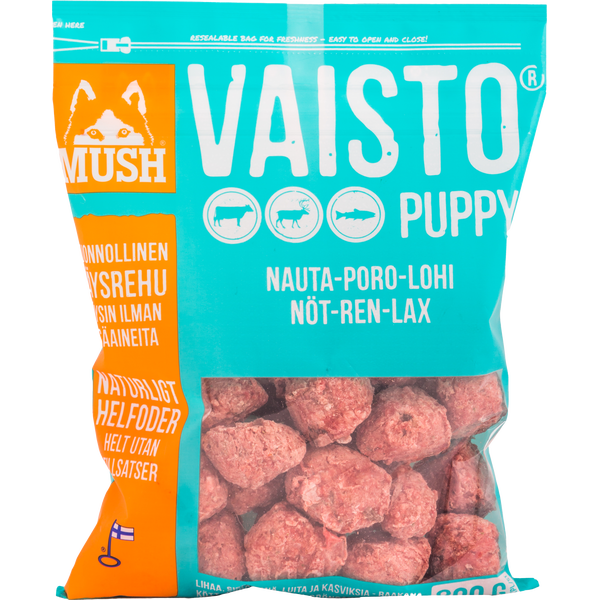 MUSH Vaisto Puppy Jäänsininen Nauta-poro-lohi 6,4 kg Ennakkotilaus