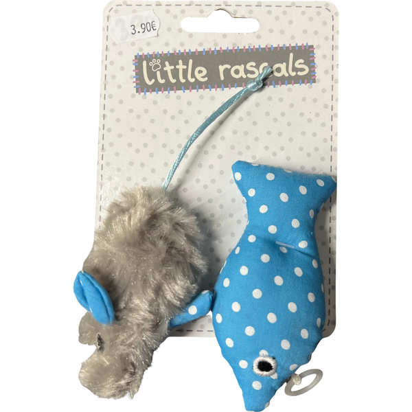 Happy Pet Little Rascals tärisevä kala ja pehmohiiri