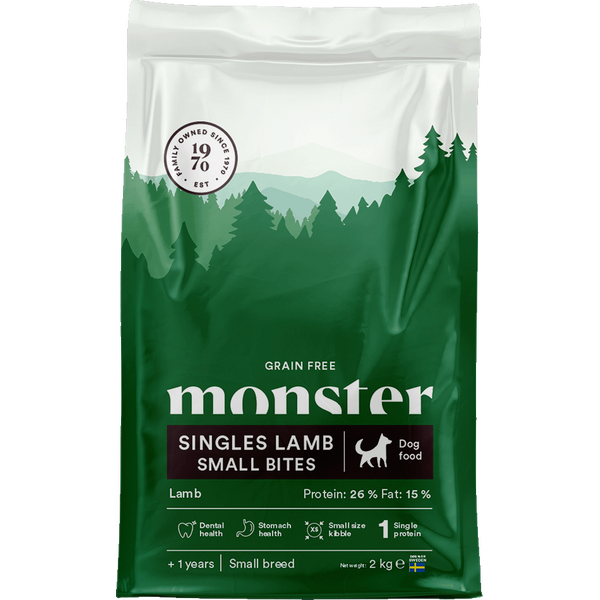 Monster Grain Free Singles Lamb Small Bites koiran kuivaruoka 2 kg