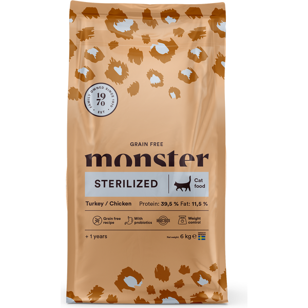 Monster Cat Grain Free Sterilized Turkey & Chicken kissan kuivaruoka 6 kg