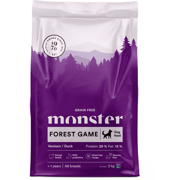 Monster Grain Free Forest Game Venison & Duck koiran kuivaruoka 12 kg