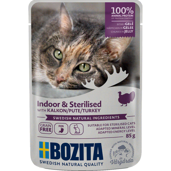 Bozita Indoor & Sterilised kalkkuna kastikkeessa kissan märkäruoka 85 g