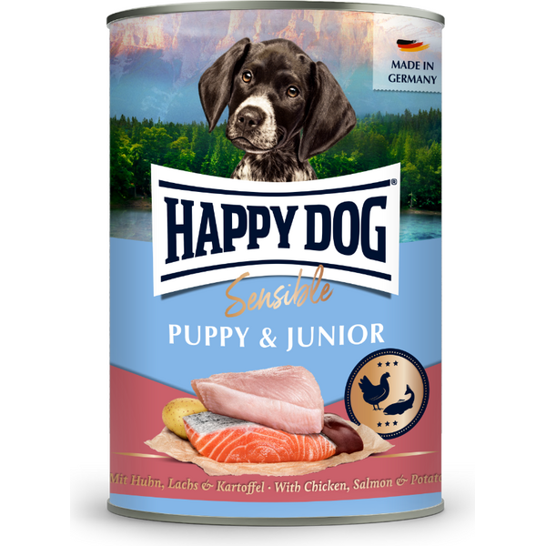 Happy Dog Sensible puppy & junior kana-lohi-peruna koiran märkäruoka 400 g
