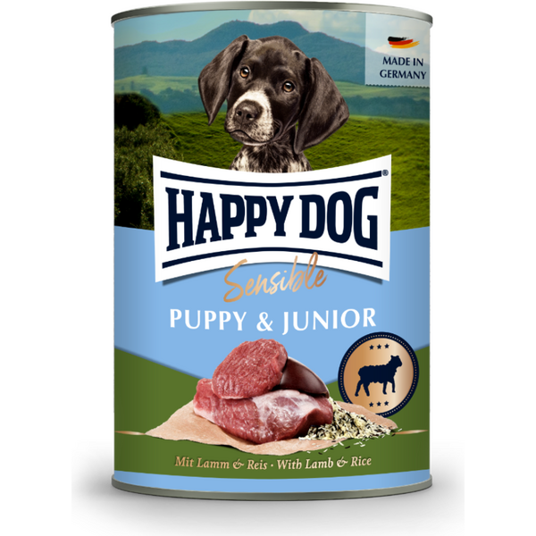 Happy Dog Sensible puppy & junior lammas-riisi koiran märkäruoka 400 g