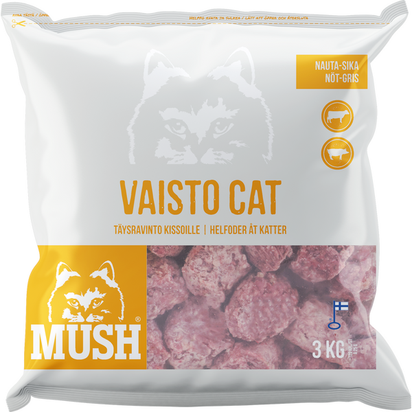 MUSH Vaisto Cat Valkoinen Sika-Nauta 9 kg Ennakkotilaus