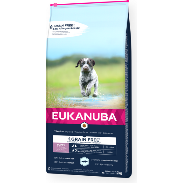 Eukanuba Dog Grain Free Puppy & Junior Large Ocean Fish koiran kuivaruoka 12 kg