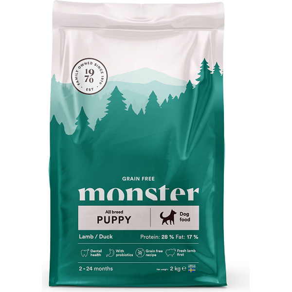 Monster Grain Free Puppy All Breed lammas-ankka koiran kuivaruoka 2 kg