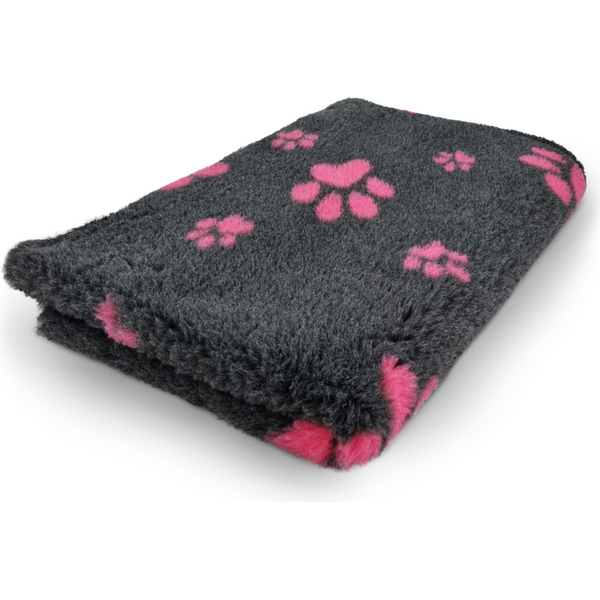 Vet Bed Karva-alusta tummanharmaa pinkeillä tassuilla 100 x 75 cm
