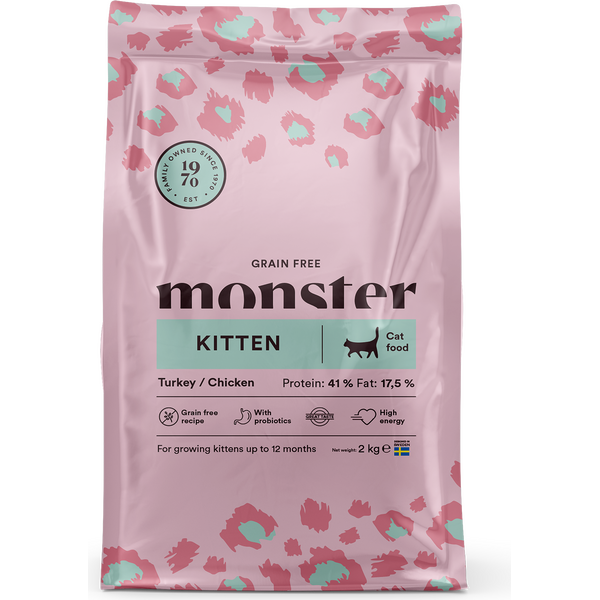 Monster Cat Grain Free Kitten Turkey & Chicken kissan kuivaruoka 2 kg