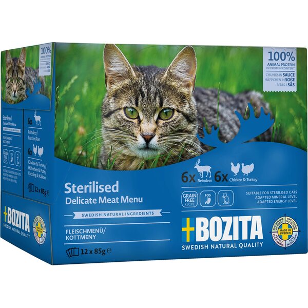 Bozita Sterilised lajitelma kastikkeessa kissan märkäruoka 12 x 85 g