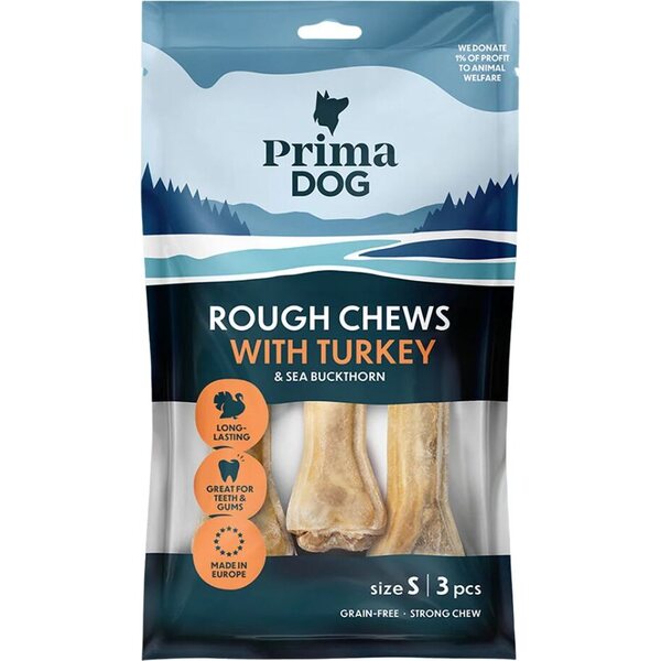 PrimaDog Rough Chews Kalkkuna & tyrni täyteluu 10 cm 3 kpl
