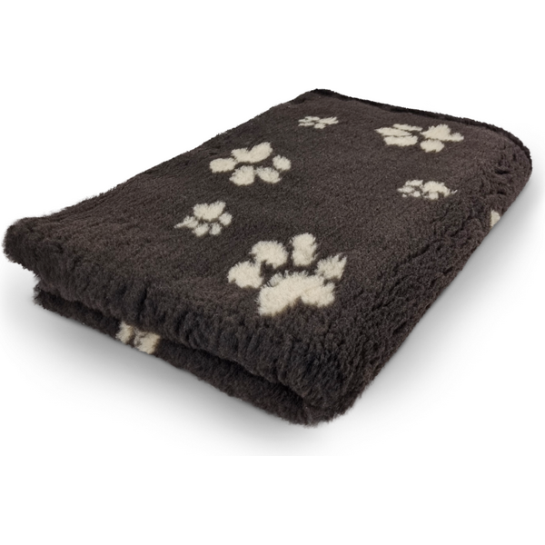 Vet Bed Karva-alusta tummanruskea beigeillä tassuilla 100 x 75 cm