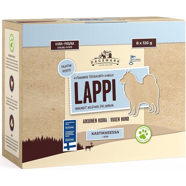 Dagsmark Lappi viljaton koiran märkäruoka kastikkeessa 8 x 120 g
